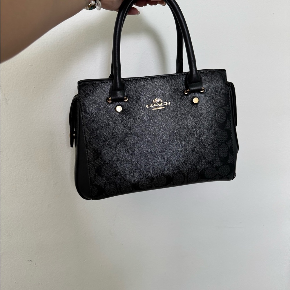 Coach Black Satchel with Metallic Accents